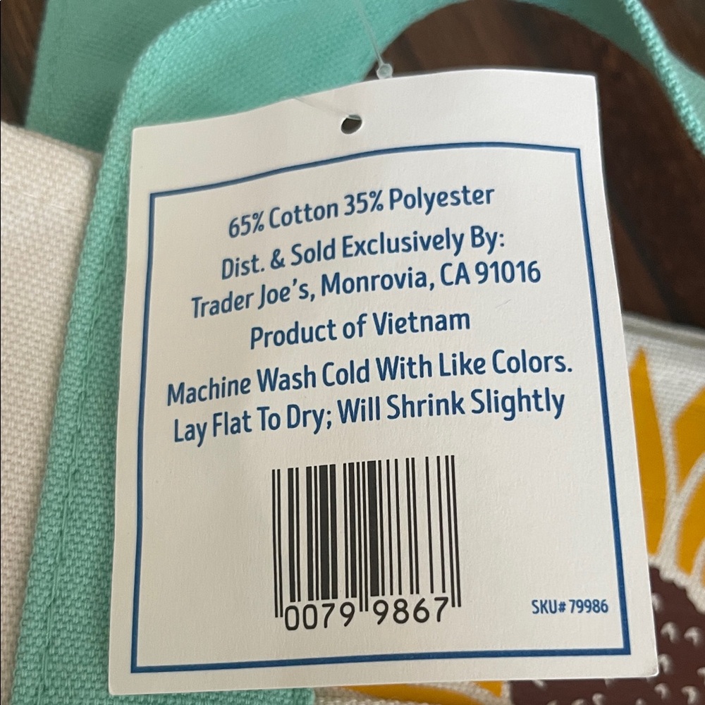 NWT Custom Trader Joe’s Mini Canvas Tote in Mint - Picture 7 of 7